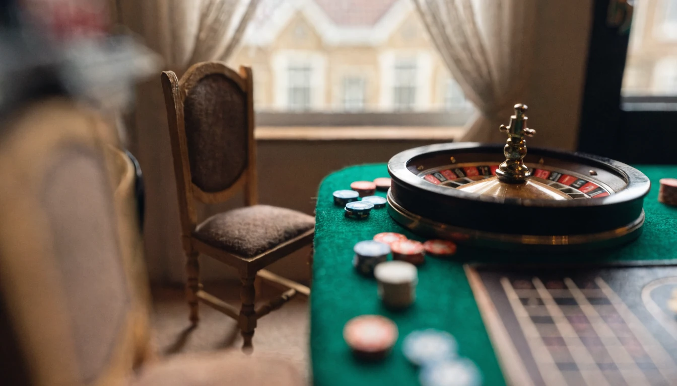 Roulettewiel op groene casinotafel